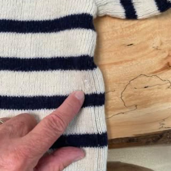 Brick Lane Wool Sweater - Striped - Cream and Navy - Picture 4 of 4